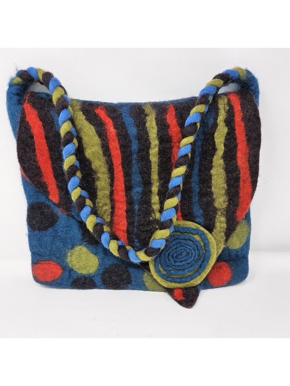 Rising Tide Felted Wool Handbag Handmade Nepal Bohemian Purse Artsy Hippie